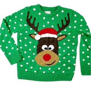 Green Rudolph Ugly Christmas Sweater